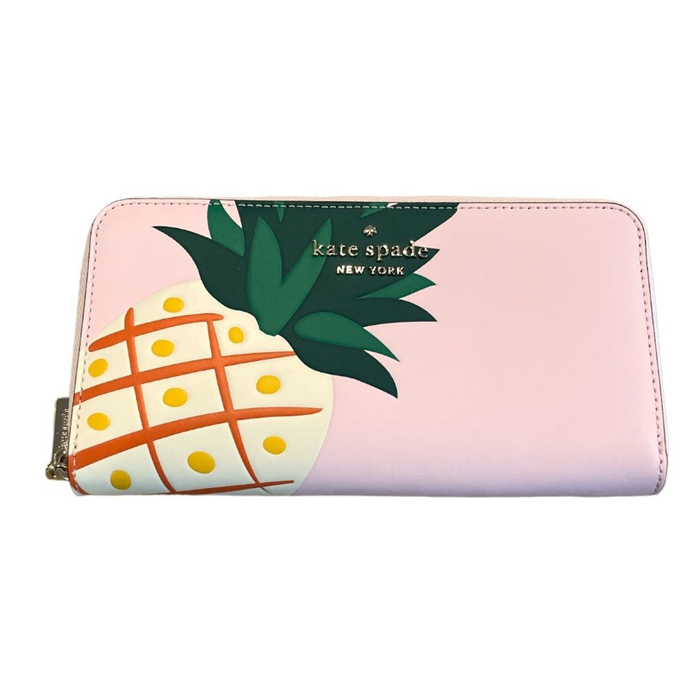 Kate Spade Colada Pineapple Large Continental Zip Around Wallet Pink